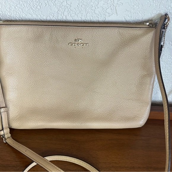 Coach Handbags - Coach Beige Leather Crossbody Bag